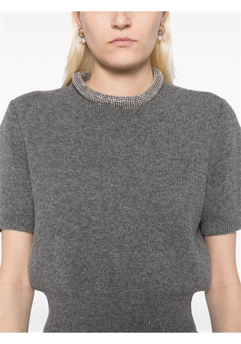 Top a maniche corte con strass  in grigio Alexander wang - donna ALEXANDER WANG | 1KC1251064010